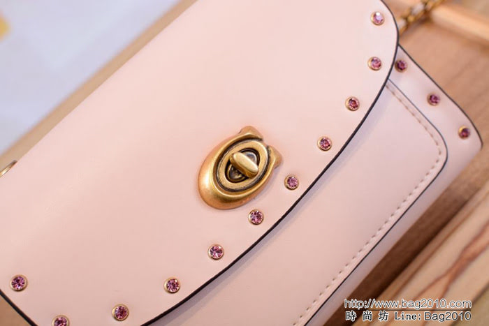 COACH蔻馳 正品代購 2018新款 35566 水晶鉚釘牛皮Parker 單肩斜挎女包  Chz1511